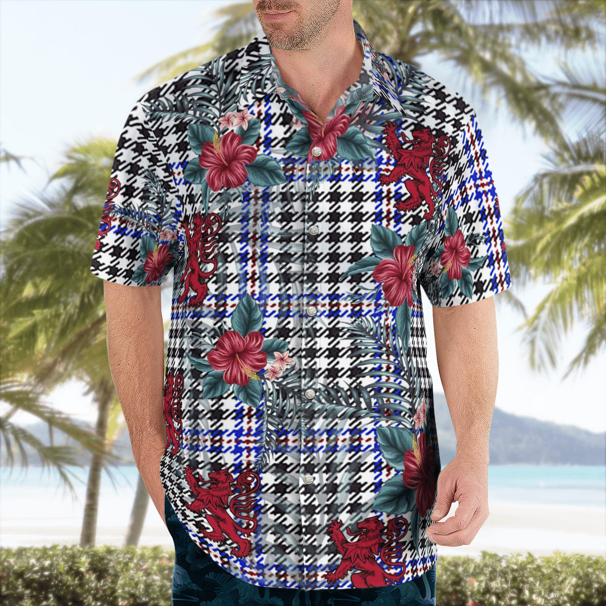 Clan Sir Walter Scott Tartan Scottish Lion Hawaiian Shirt AB30 Sir Walter Scott Tartan Tartan Hawaii Shirt   