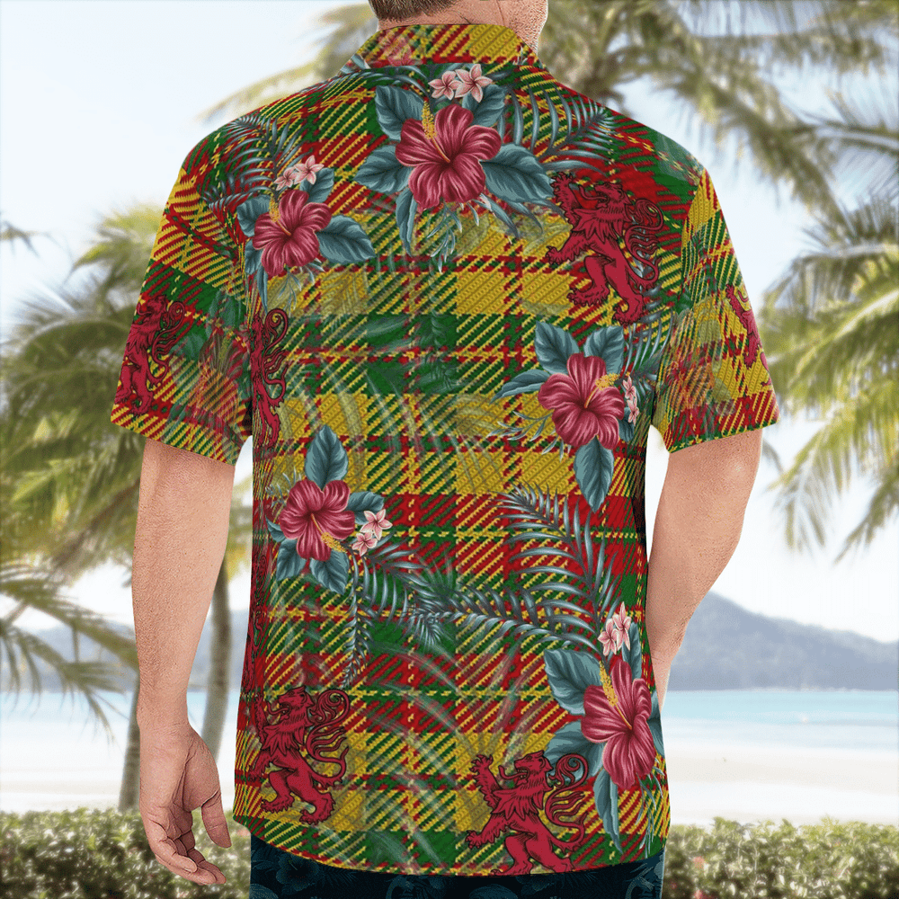 Clan Strathearn Modern Tartan Scottish Lion Hawaiian Shirt CW27 Strathearn Modern Tartan Tartan Hawaii Shirt   