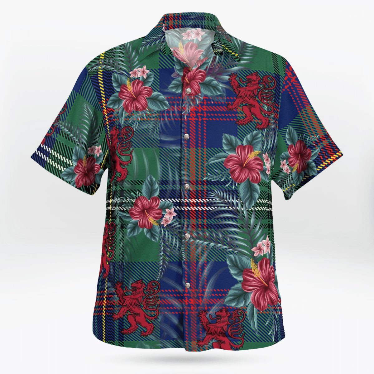 Clan Wood Modern Tartan Scottish Lion Hawaiian Shirt DO82 Wood Modern Tartan Tartan Hawaii Shirt   