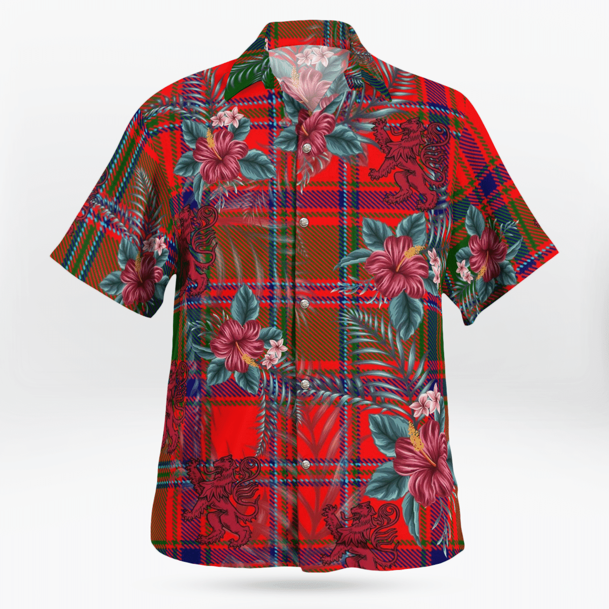 Clan Stewart of Appin Modern Tartan Scottish Lion Hawaiian Shirt EZ43 Stewart of Appin Modern Tartan Tartan Hawaii Shirt   
