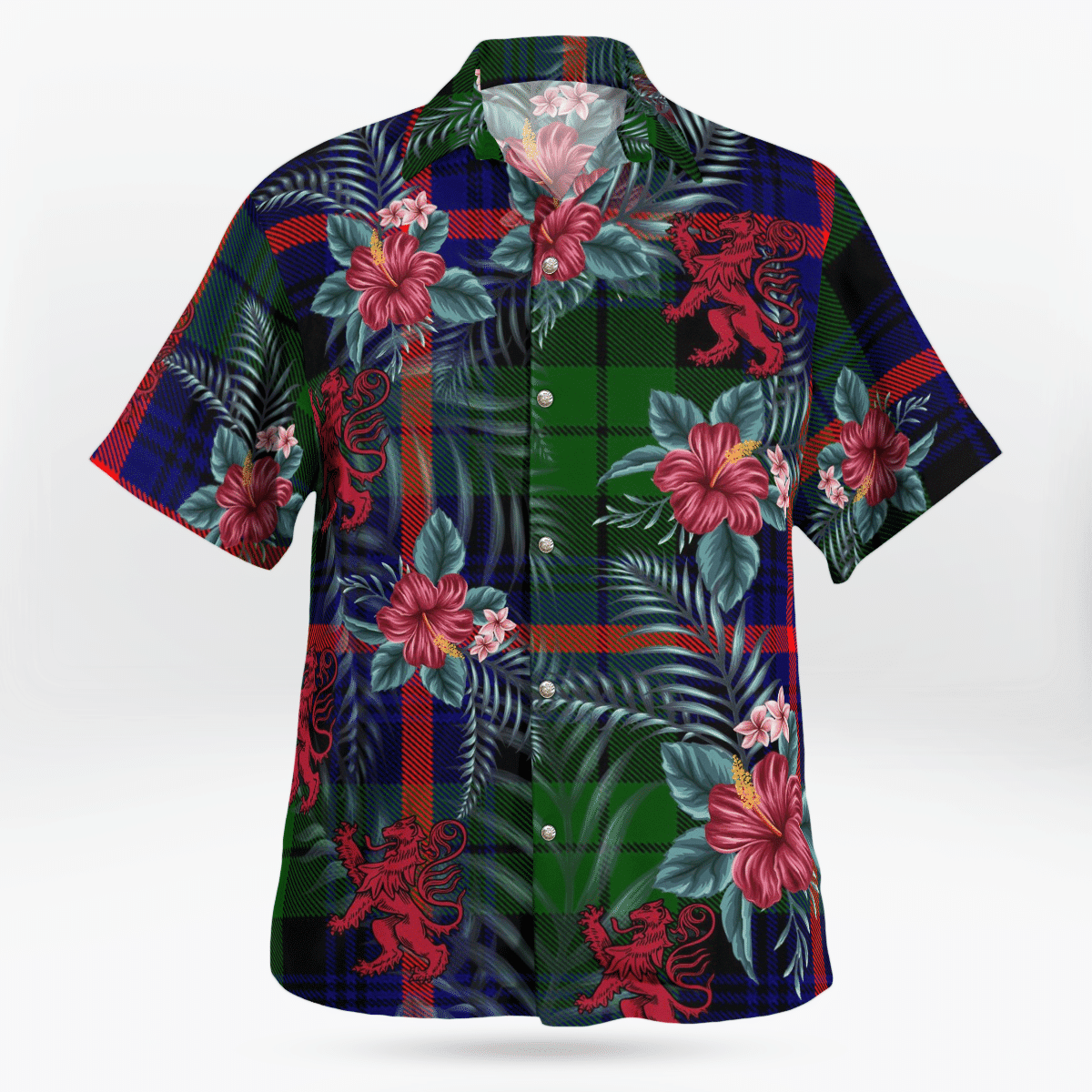 Clan Urquhart Modern Tartan Scottish Lion Hawaiian Shirt WZ27 Urquhart Modern Tartan Tartan Hawaii Shirt   