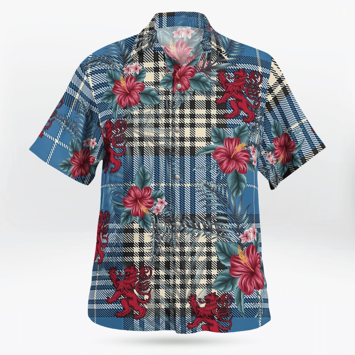 Clan Napier Ancient Tartan Scottish Lion Hawaiian Shirt DU31 Napier Ancient Tartan Tartan Hawaii Shirt   