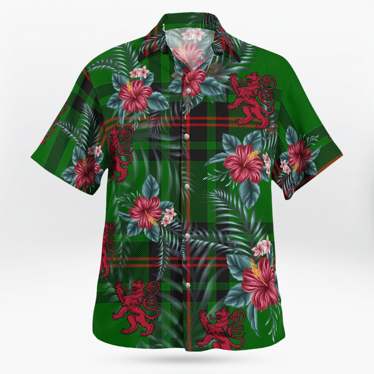 Clan Primrose (Fife) Tartan Scottish Lion Hawaiian Shirt QK61 Primrose (Fife) Tartan Tartan Hawaii Shirt   