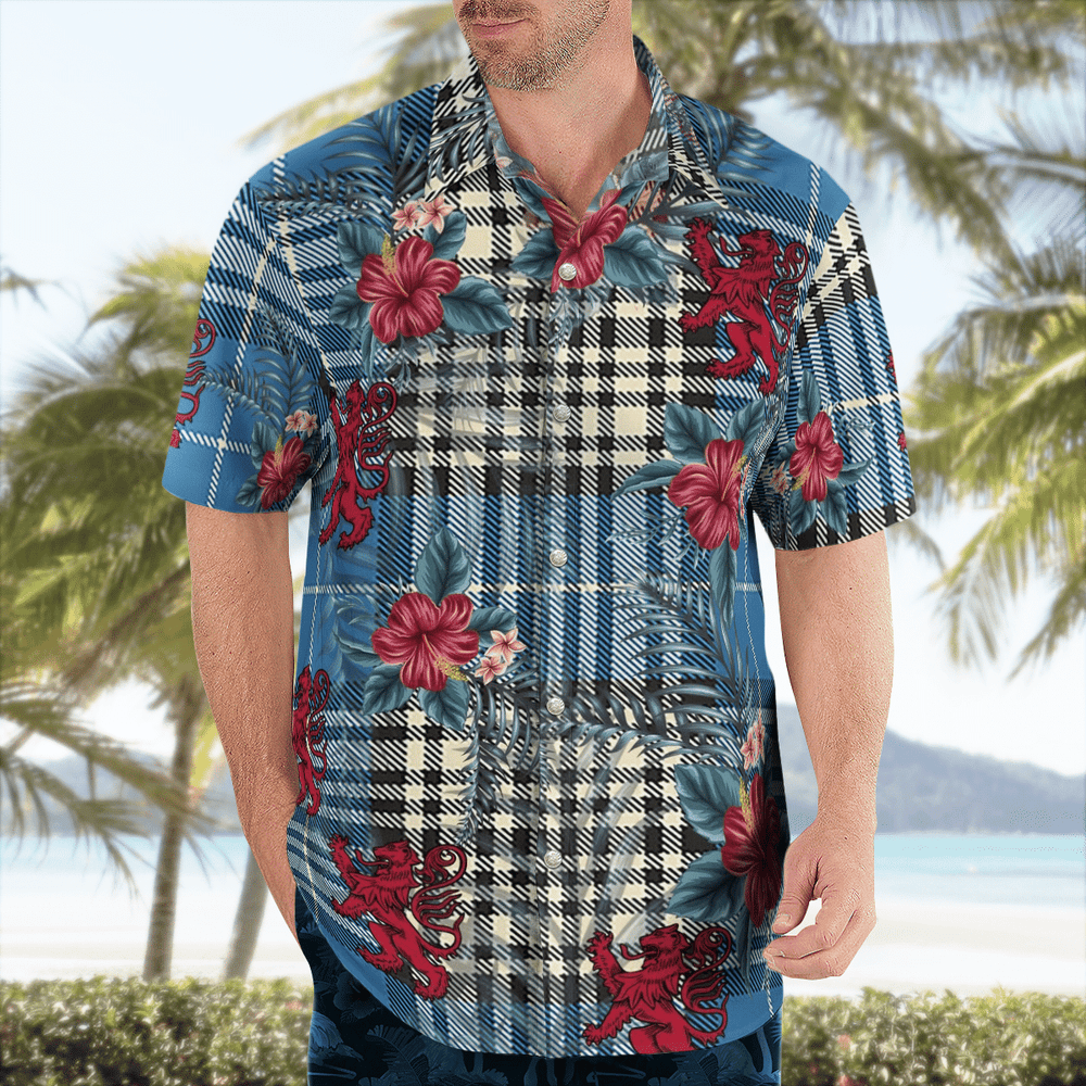 Clan Napier Ancient Tartan Scottish Lion Hawaiian Shirt DU31 Napier Ancient Tartan Tartan Hawaii Shirt   