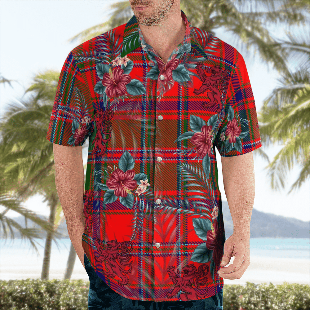 Clan Stewart of Appin Modern Tartan Scottish Lion Hawaiian Shirt EZ43 Stewart of Appin Modern Tartan Tartan Hawaii Shirt   
