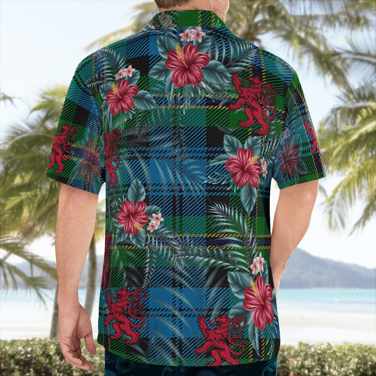 Clan Polaris Military Tartan Scottish Lion Hawaiian Shirt RL32 Polaris Military Tartan Tartan Hawaii Shirt   