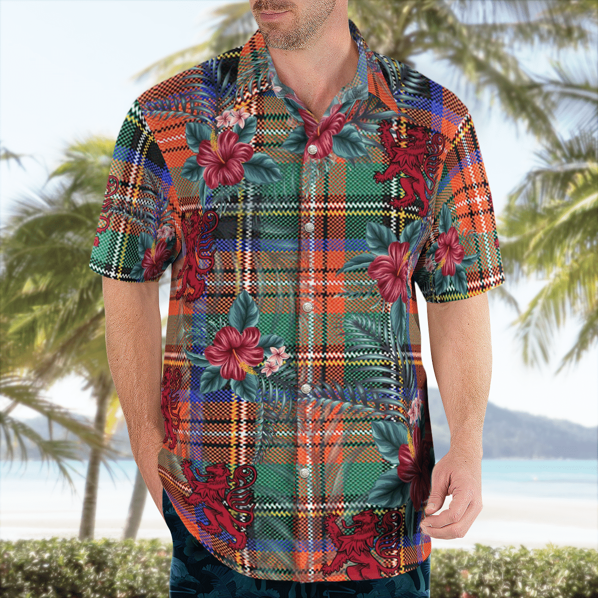 Clan Stewart Royal Ancient Tartan Scottish Lion Hawaiian Shirt WY18 Stewart Royal Ancient Tartan Tartan Hawaii Shirt   