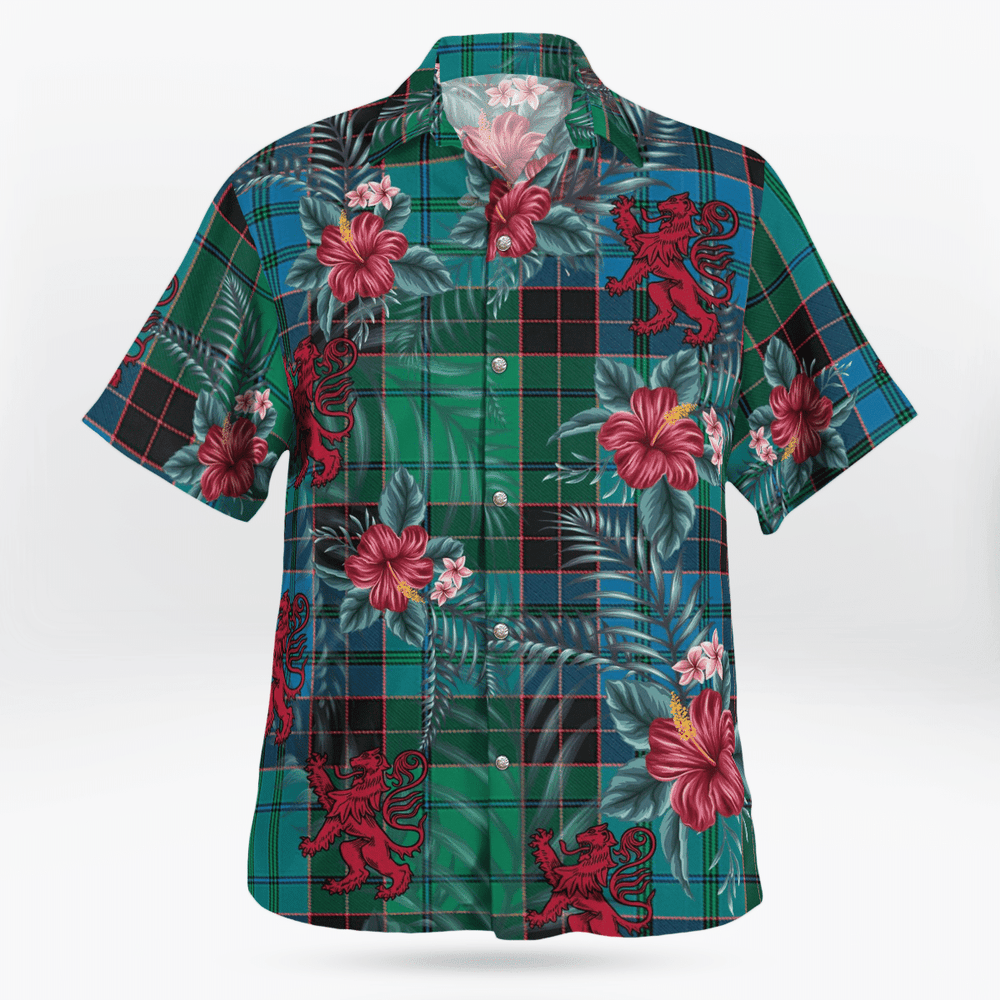 Clan Stewart Old Ancient Tartan Scottish Lion Hawaiian Shirt JL78 Stewart Old Ancient Tartan Tartan Hawaii Shirt   