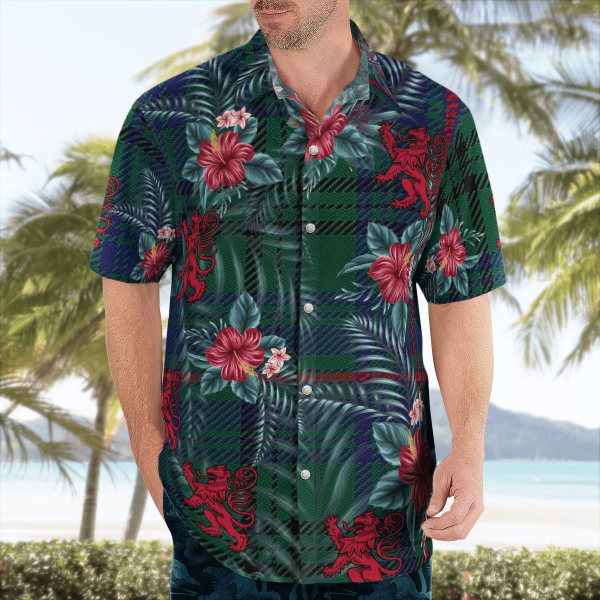 Clan Walker Hunting Modern Tartan Scottish Lion Hawaiian Shirt SX12 Walker Hunting Modern Tartan Tartan Hawaii Shirt   