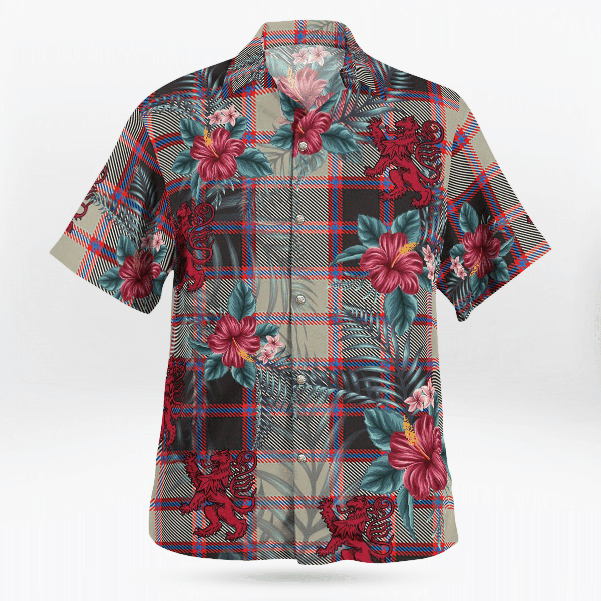 Clan MacPherson Hunting Ancient Tartan Scottish Lion Hawaiian Shirt VF29 MacPherson Hunting Ancient Tartan Tartan Hawaii Shirt   