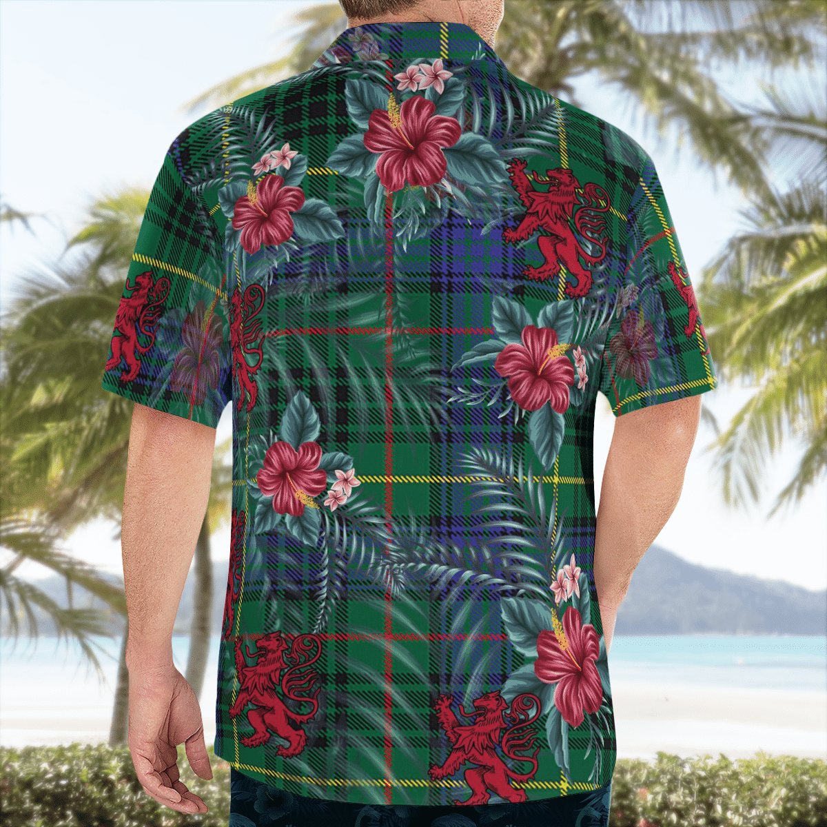 Clan Stewart Hunting Modern Tartan Scottish Lion Hawaiian Shirt TD33 Stewart Hunting Modern Tartan Tartan Hawaii Shirt   