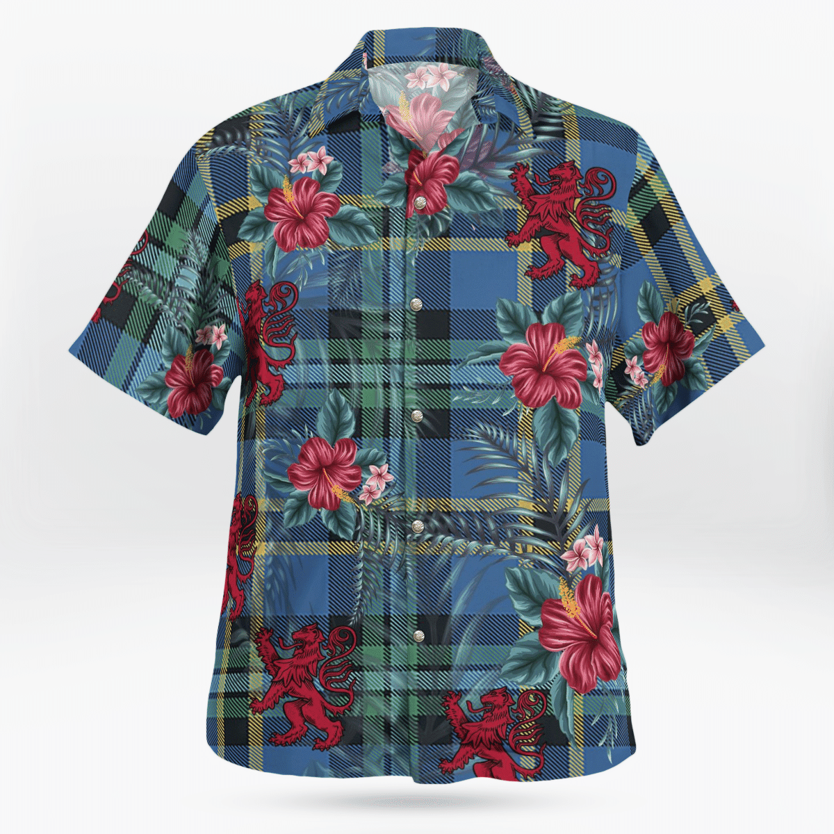 Clan Weir Ancient Tartan Scottish Lion Hawaiian Shirt VE23 Weir Ancient Tartan Tartan Hawaii Shirt   