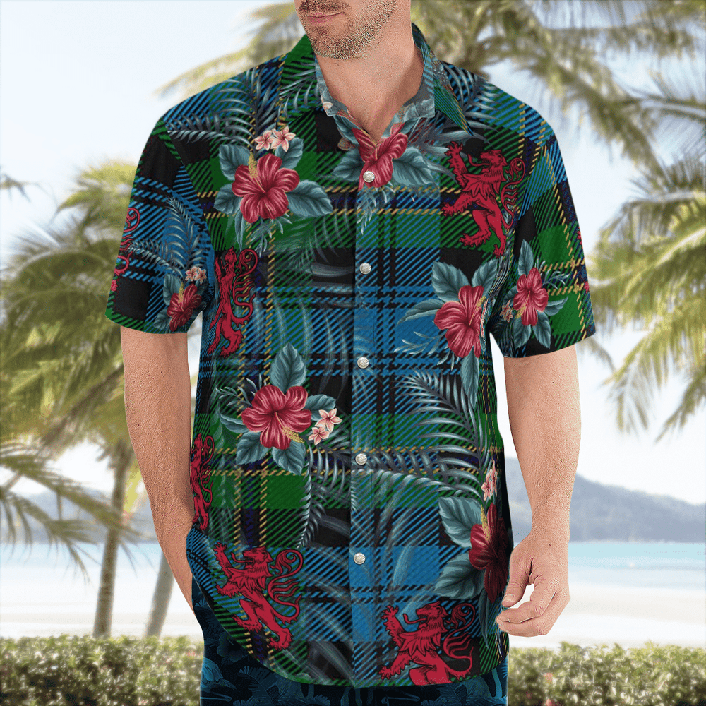 Clan Polaris Military Tartan Scottish Lion Hawaiian Shirt RL32 Polaris Military Tartan Tartan Hawaii Shirt   