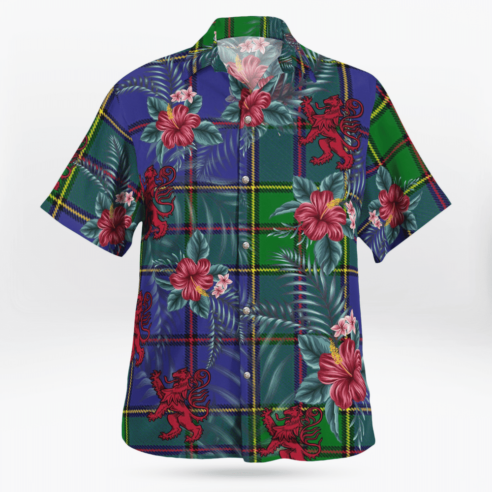 Clan Strachan Tartan Scottish Lion Hawaiian Shirt AW31 Strachan Tartan Tartan Hawaii Shirt   