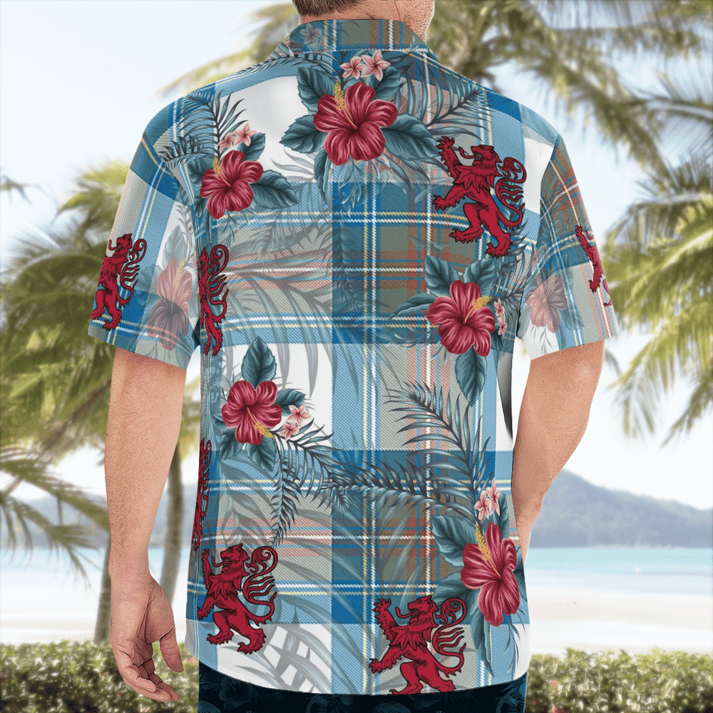 Clan Stewart Muted Blue Tartan Scottish Lion Hawaiian Shirt OZ98 Stewart Muted Blue Tartan Tartan Hawaii Shirt   