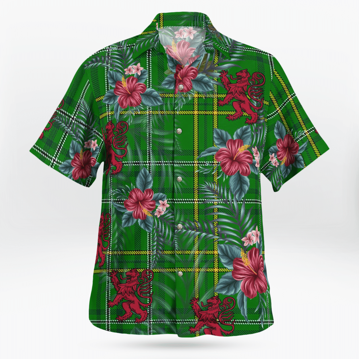 Clan Wexford County Tartan Scottish Lion Hawaiian Shirt WH16 Wexford County Tartan Tartan Hawaii Shirt   