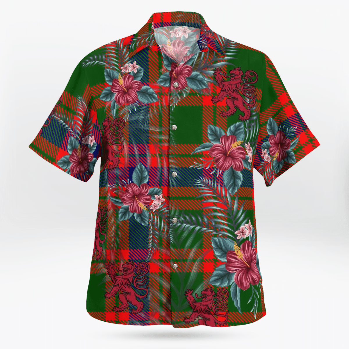 Clan Skene Modern Tartan Scottish Lion Hawaiian Shirt TS48 Skene Modern Tartan Tartan Hawaii Shirt   