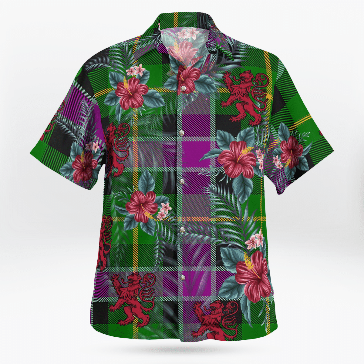 Clan Selkirk Tartan Scottish Lion Hawaiian Shirt RZ50 Selkirk Tartan Tartan Hawaii Shirt   