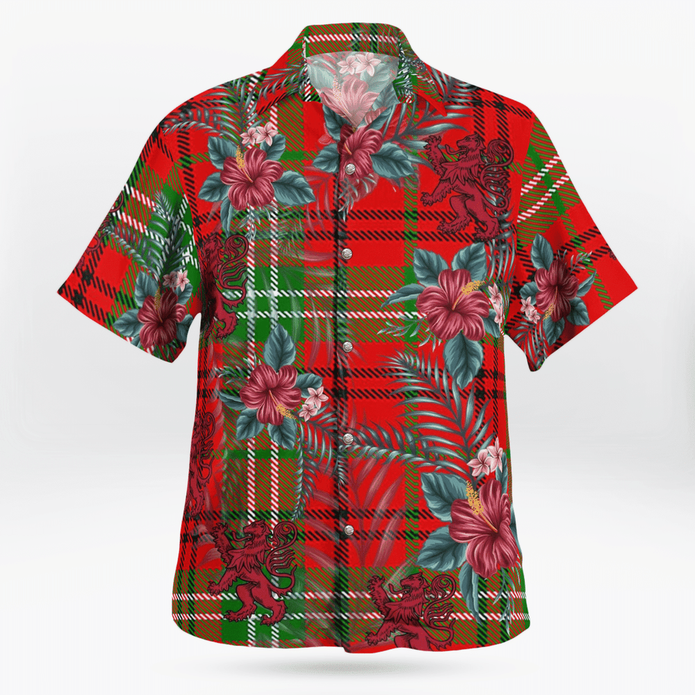 Clan Morrison Red Modern Tartan Scottish Lion Hawaiian Shirt AX56 Morrison Red Modern Tartan Tartan Hawaii Shirt   