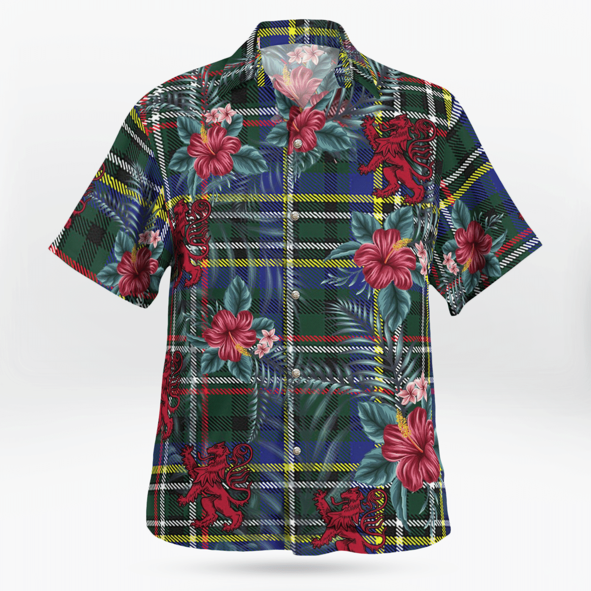 Clan Scott Green Modern Tartan Scottish Lion Hawaiian Shirt PM11 Scott Green Modern Tartan Tartan Hawaii Shirt   