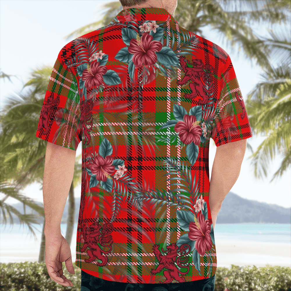 Clan Morrison Red Modern Tartan Scottish Lion Hawaiian Shirt AX56 Morrison Red Modern Tartan Tartan Hawaii Shirt   