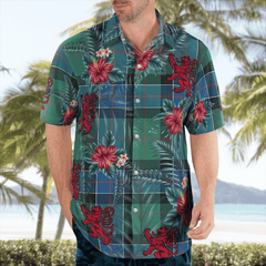 Clan Sinclair Hunting Ancient Tartan Scottish Lion Hawaiian Shirt IG19 Sinclair Hunting Ancient Tartan Tartan Hawaii Shirt   