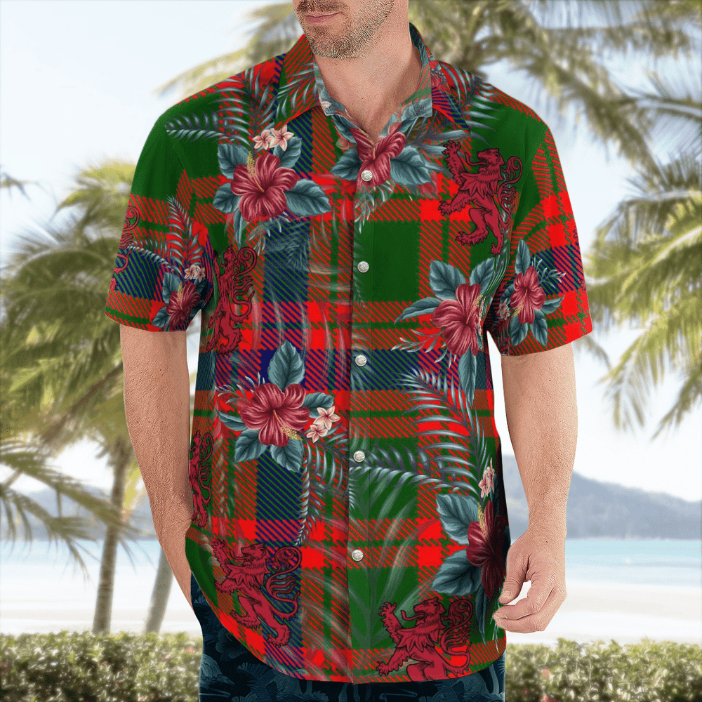 Clan Skene Modern Tartan Scottish Lion Hawaiian Shirt TS48 Skene Modern Tartan Tartan Hawaii Shirt   