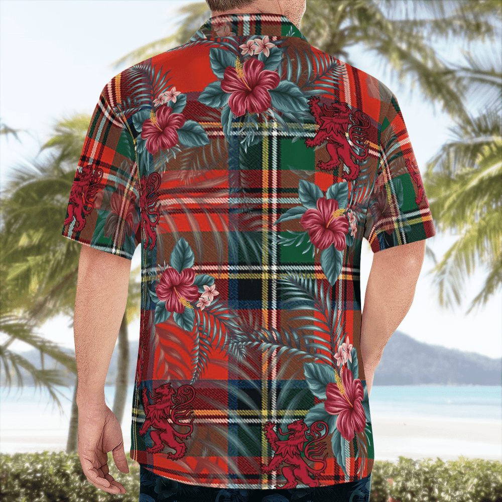 Clan Stewart Royal Modern Tartan Scottish Lion Hawaiian Shirt XK24 Stewart Royal Modern Tartan Tartan Hawaii Shirt   