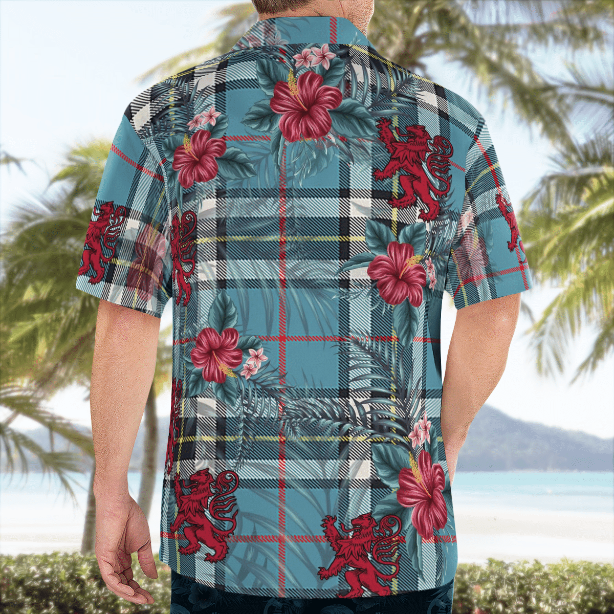 Clan Thomson Tartan Scottish Lion Hawaiian Shirt FF89 Thomson Tartan Tartan Hawaii Shirt   