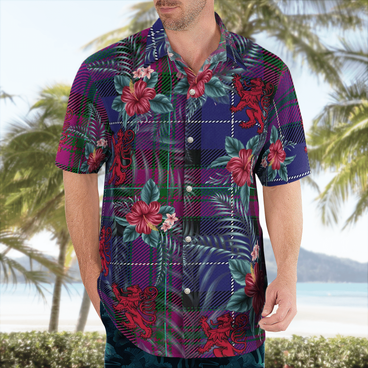 Clan Pride of Scotland Tartan Scottish Lion Hawaiian Shirt ID66 Pride of Scotland Tartan Tartan Hawaii Shirt   