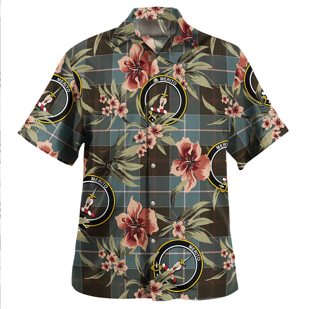 Dunlop Weathered Tartan Clan Crest Badge Aloha Hawaiian Shirt Tropical Old Style HB59 Dunlop Weathered Tartan Tartan Today   