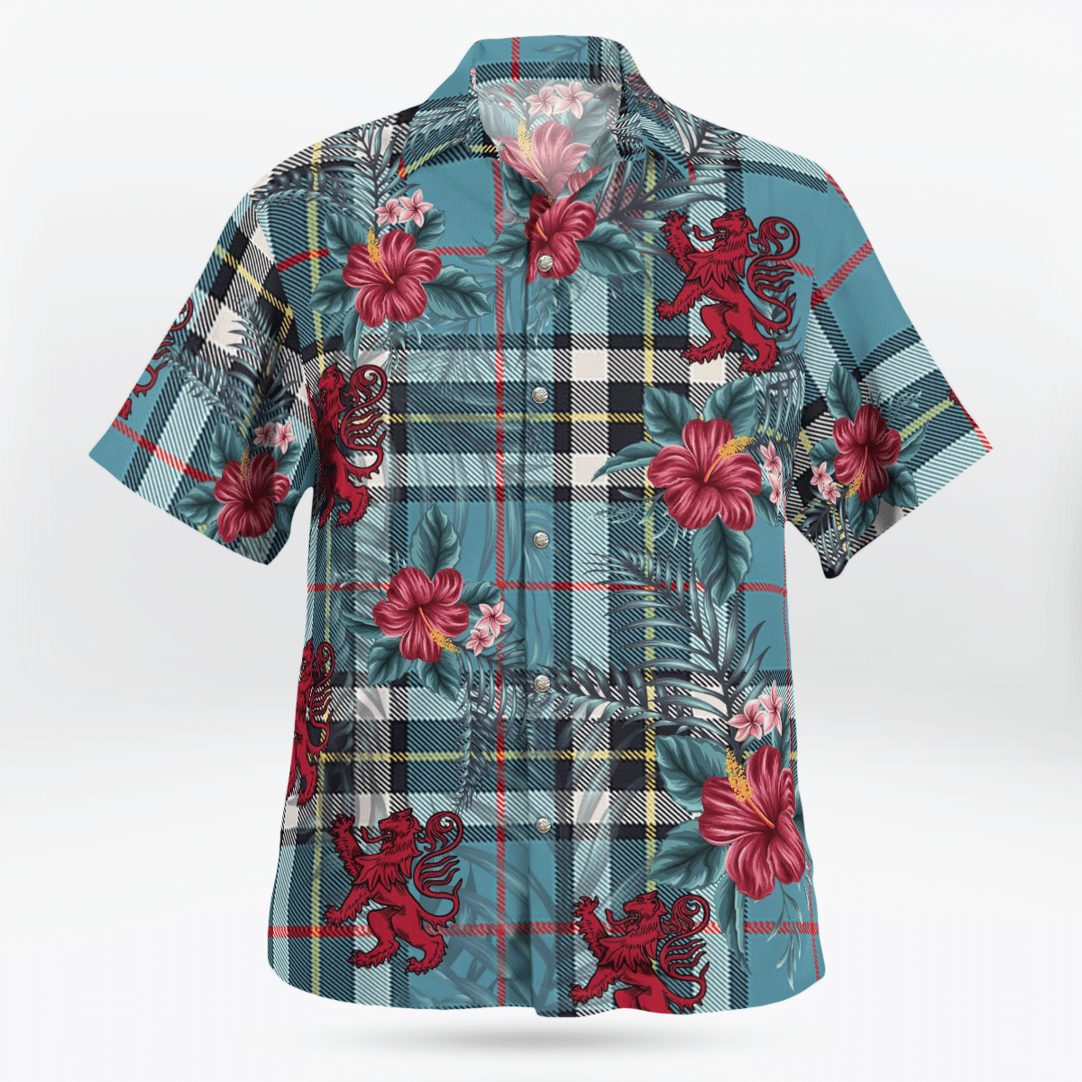 Clan Thomson Tartan Scottish Lion Hawaiian Shirt FF89 Thomson Tartan Tartan Hawaii Shirt   