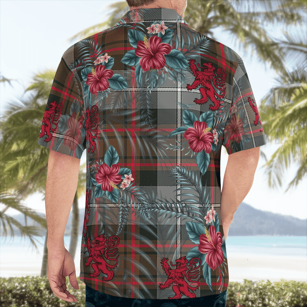 Clan MacRae Hunting Weathered Tartan Scottish Lion Hawaiian Shirt HG50 MacRae Hunting Weathered Tartan Tartan Hawaii Shirt   