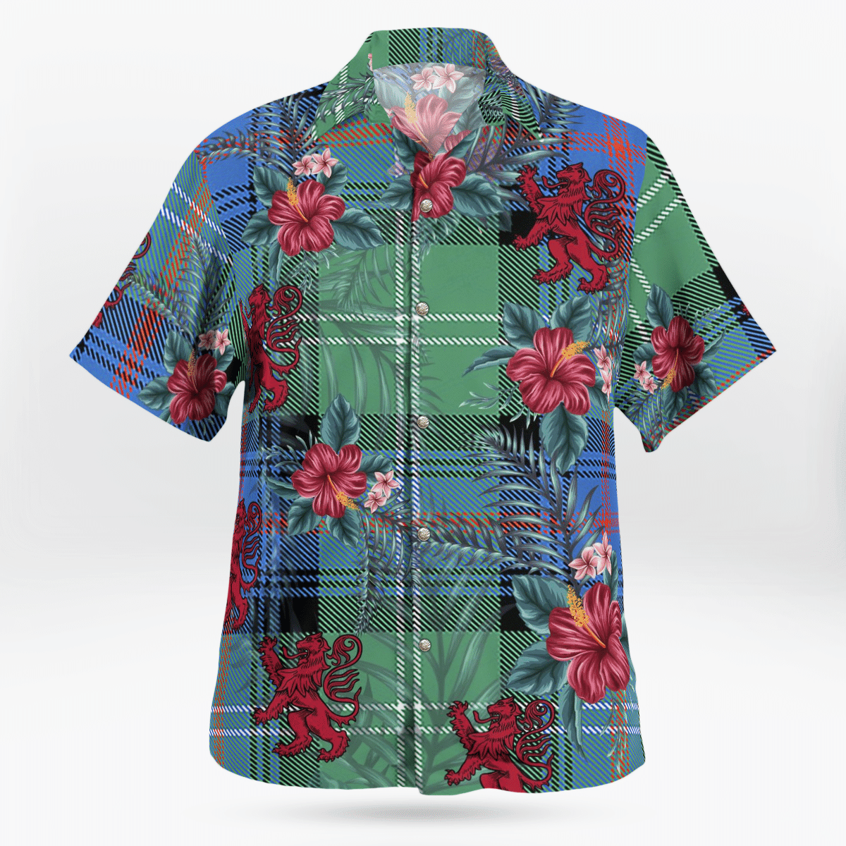 Clan Sutherland Old Ancient Tartan Scottish Lion Hawaiian Shirt KB98 Sutherland Old Ancient Tartan Tartan Hawaii Shirt   