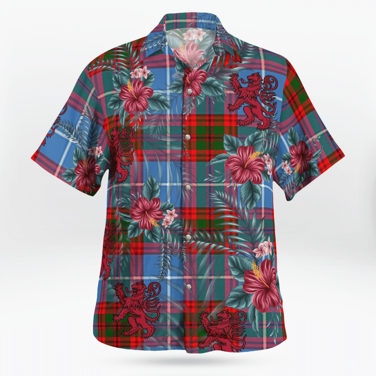 Clan Skirving (Edinburgh) Tartan Scottish Lion Hawaiian Shirt RI10 Skirving (Edinburgh) Tartan Tartan Hawaii Shirt   