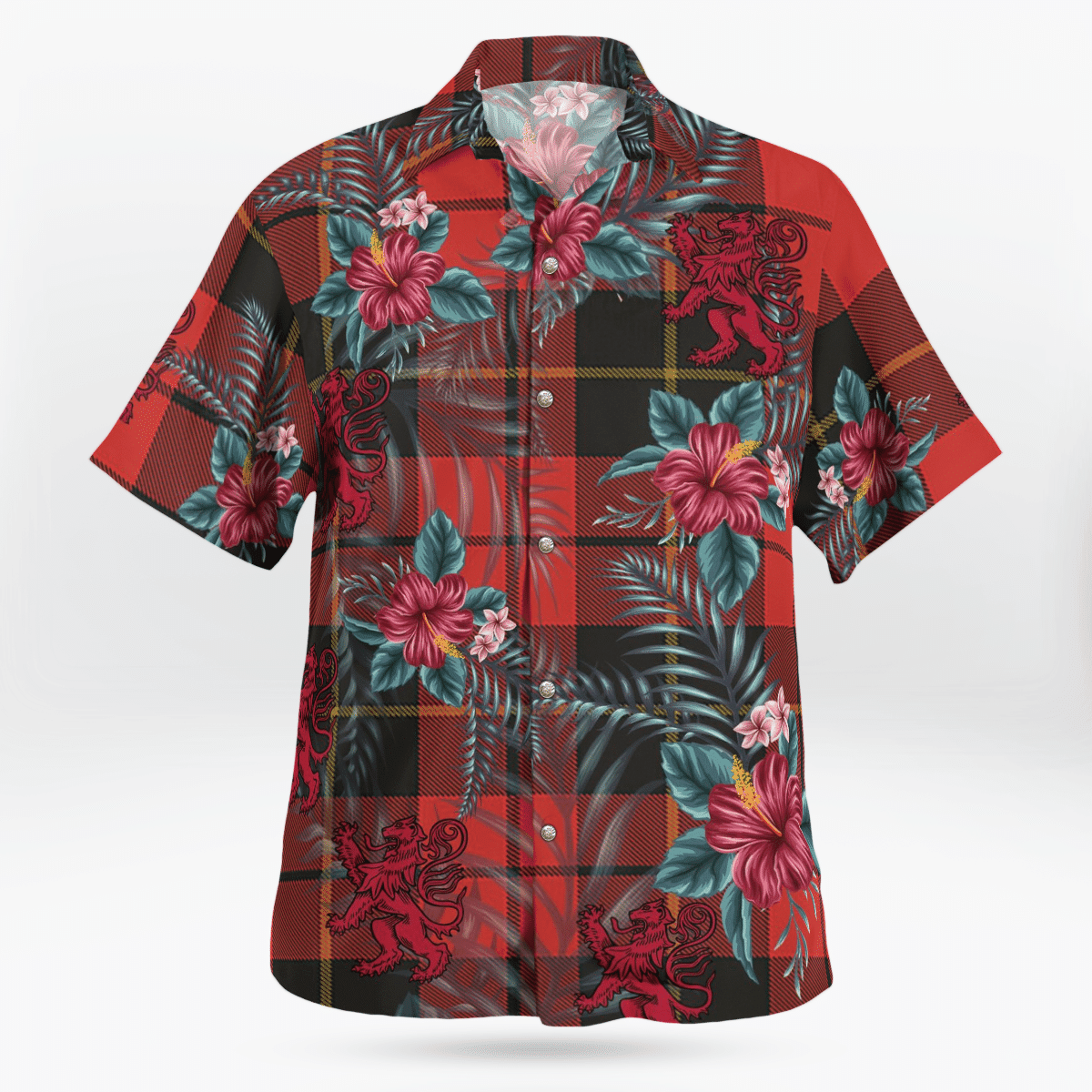 Clan Wallace Weathered Tartan Scottish Lion Hawaiian Shirt NX26 Wallace Weathered Tartan Tartan Hawaii Shirt   