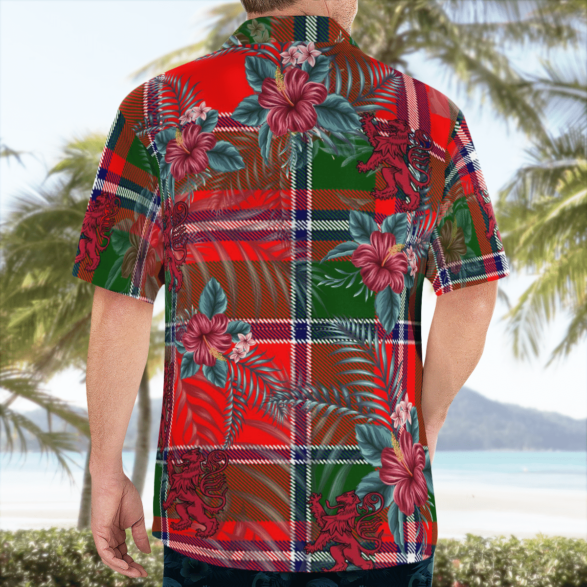 Clan Spens Modern Tartan Scottish Lion Hawaiian Shirt NH48 Spens Modern Tartan Tartan Hawaii Shirt   