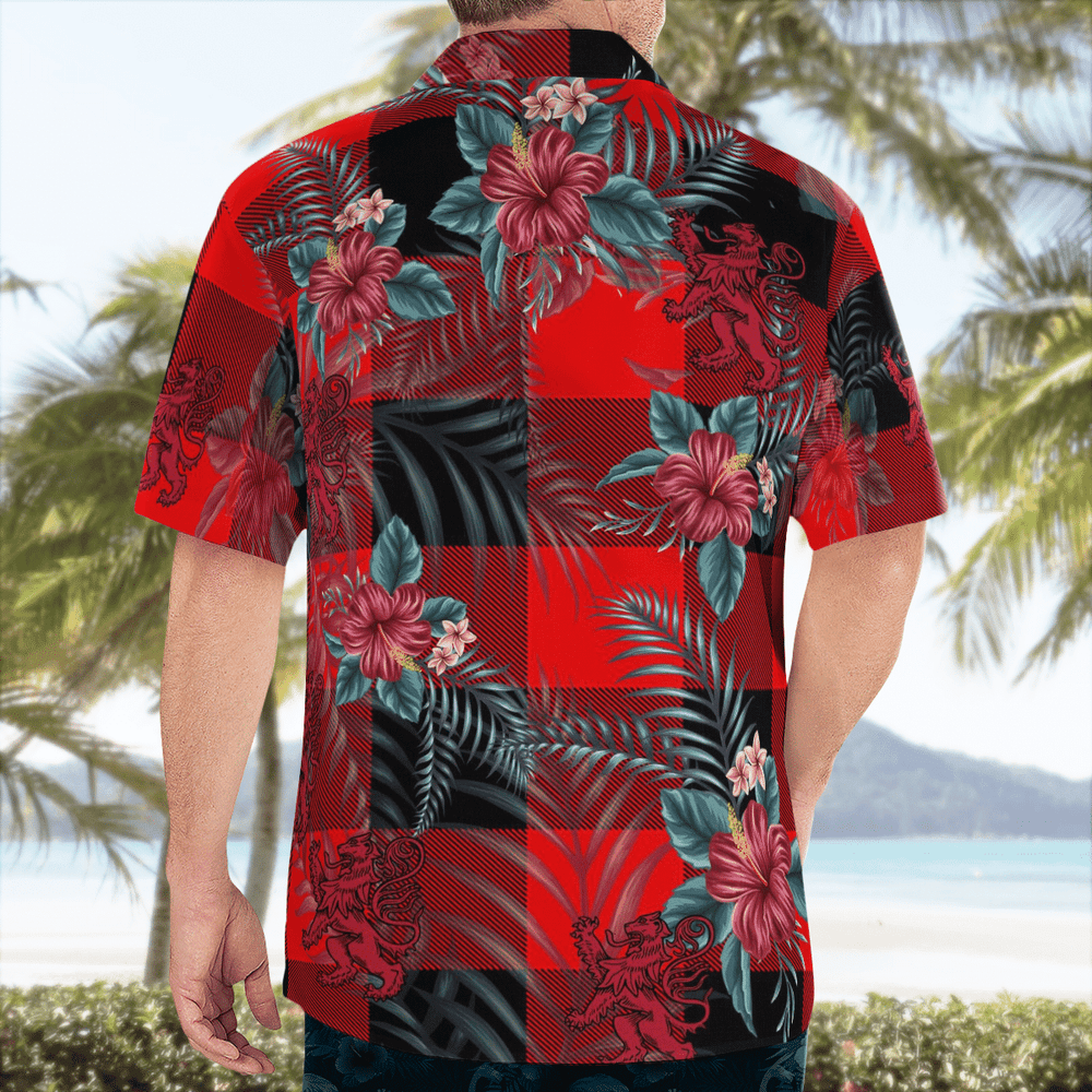 Clan Rob Roy MacGregor Modern Tartan Scottish Lion Hawaiian Shirt AH62 Rob Roy MacGregor Modern Tartan Tartan Hawaii Shirt   