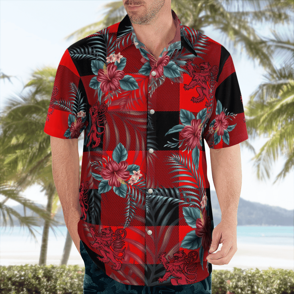 Clan Rob Roy MacGregor Modern Tartan Scottish Lion Hawaiian Shirt AH62 Rob Roy MacGregor Modern Tartan Tartan Hawaii Shirt   