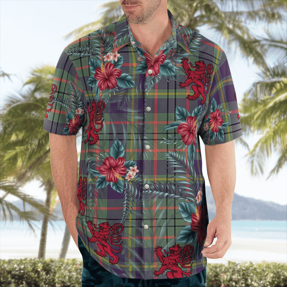 Clan Taylor Weathered Tartan Scottish Lion Hawaiian Shirt OH40 Taylor Weathered Tartan Tartan Hawaii Shirt   