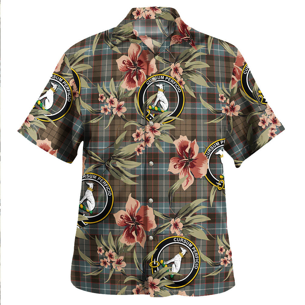 Clan Hunter of Peebleshire Weathered Tartan Crest Badge Aloha Hawaiian Shirt Tropical Old Style CS63 Hunter of Peebleshire Weathered Tartan Tartan Today   