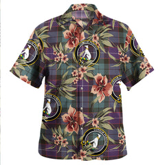 Clan Hunter Weathered Tartan Crest Badge Aloha Hawaiian Shirt Tropical Old Style PT53 Hunter Weathered Tartan Tartan Today   