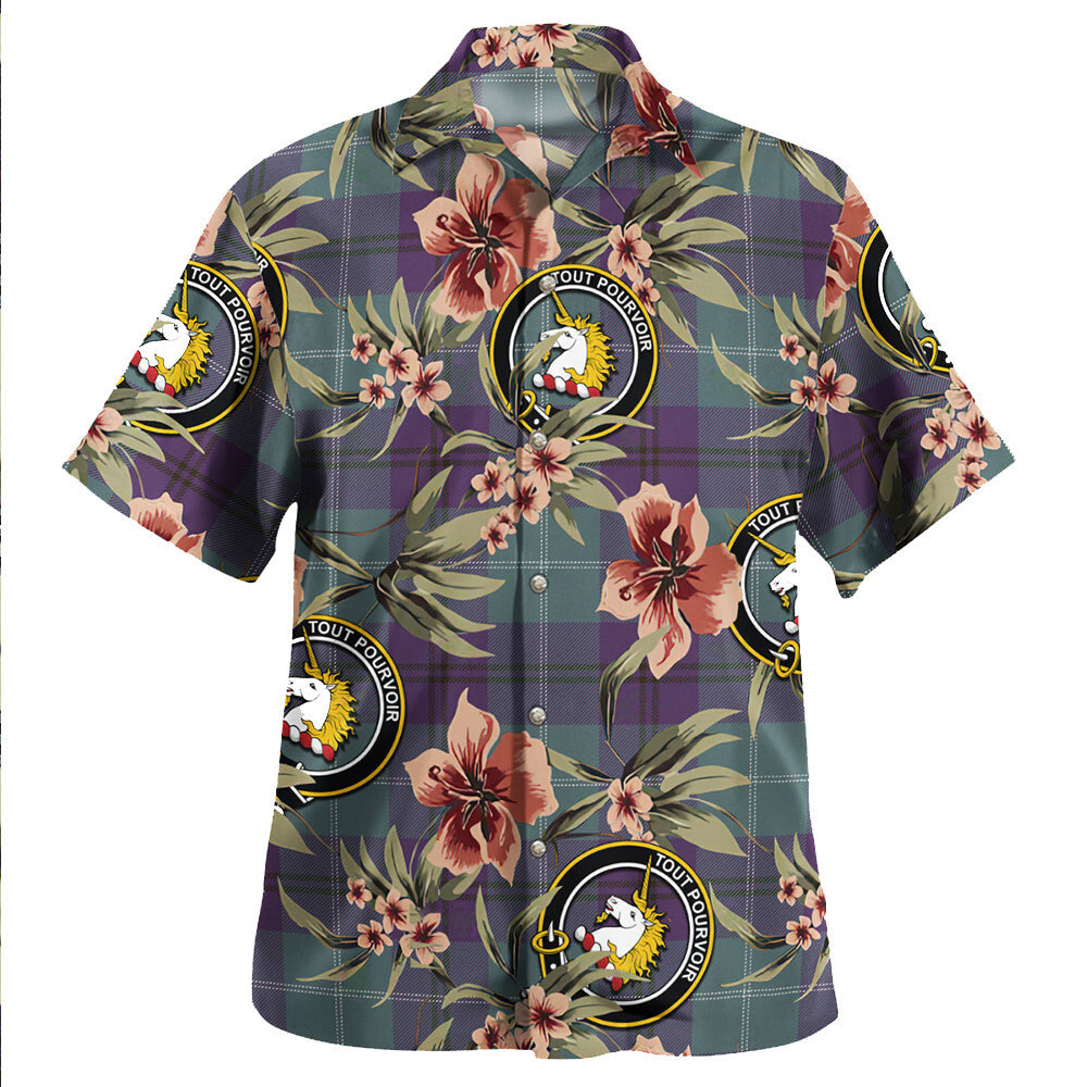 Clan Oliphant Weathered Tartan Crest Badge Aloha Hawaiian Shirt Tropical Old Style FW20 Oliphant Weathered Tartan Tartan Today   