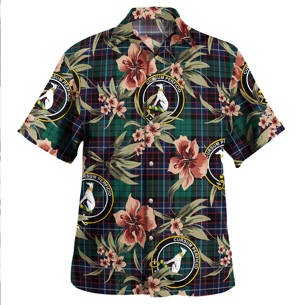 Clan Hunter of Peebleshire Modern Tartan Crest Badge Aloha Hawaiian Shirt Tropical Old Style LL50 Hunter of Peebleshire Modern Tartan Tartan Today   