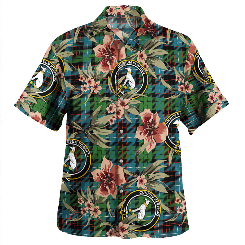 Clan Hunter of Peebleshire Ancient Tartan Crest Badge Aloha Hawaiian Shirt Tropical Old Style RB50 Hunter of Peebleshire Ancient Tartan Tartan Today   