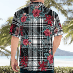 Clan Menzies Black & White Modern Tartan Scottish Lion Hawaiian Shirt EY53 Menzies Black & White Modern Tartan Tartan Hawaii Shirt   