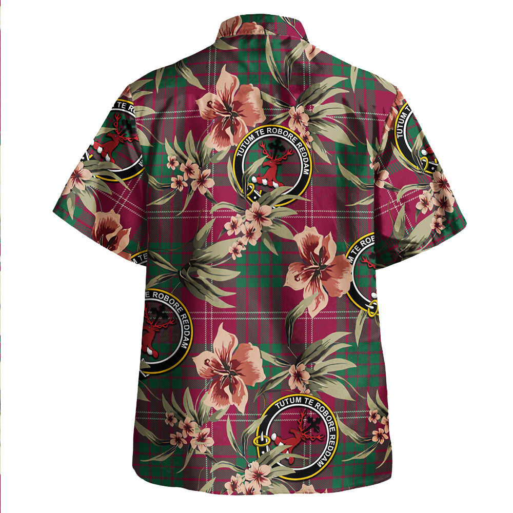 Crawford Red Modern Tartan Clan Crest Badge Aloha Hawaiian Shirt Tropical Old Style EU48 Crawford Red Modern Tartan Tartan Today   