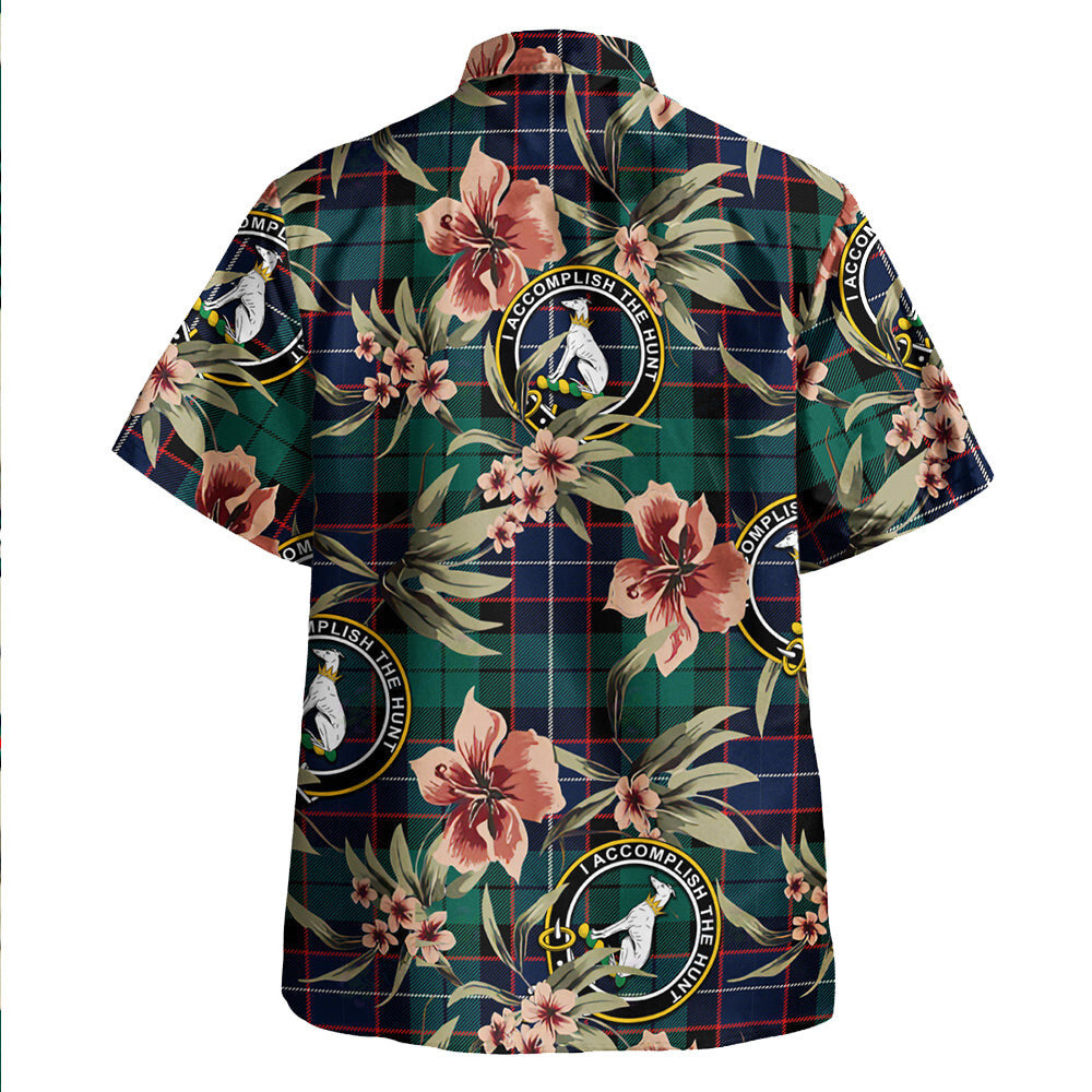 Clan Hunter (Michael) Modern Tartan Crest Badge Aloha Hawaiian Shirt Tropical Old Style AO30 Hunter (Michael) Modern Tartan Tartan Today   