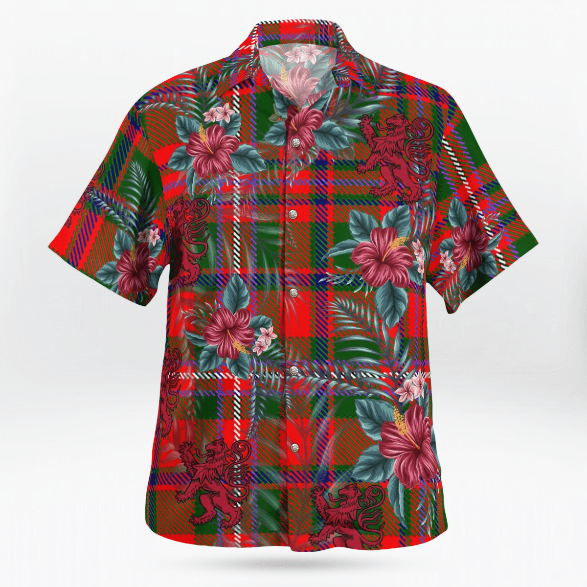 Clan MacKinnon Modern Tartan Scottish Lion Hawaiian Shirt KQ53 MacKinnon Modern Tartan Tartan Hawaii Shirt   