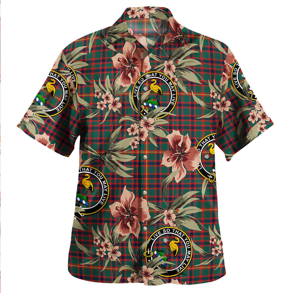 Clan Hall Modern Tartan Crest Badge Aloha Hawaiian Shirt Tropical Old Style SC19 Hall Modern Tartan Tartan Today   